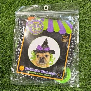 Pet Witch Hat with Hair - Halloween Costume